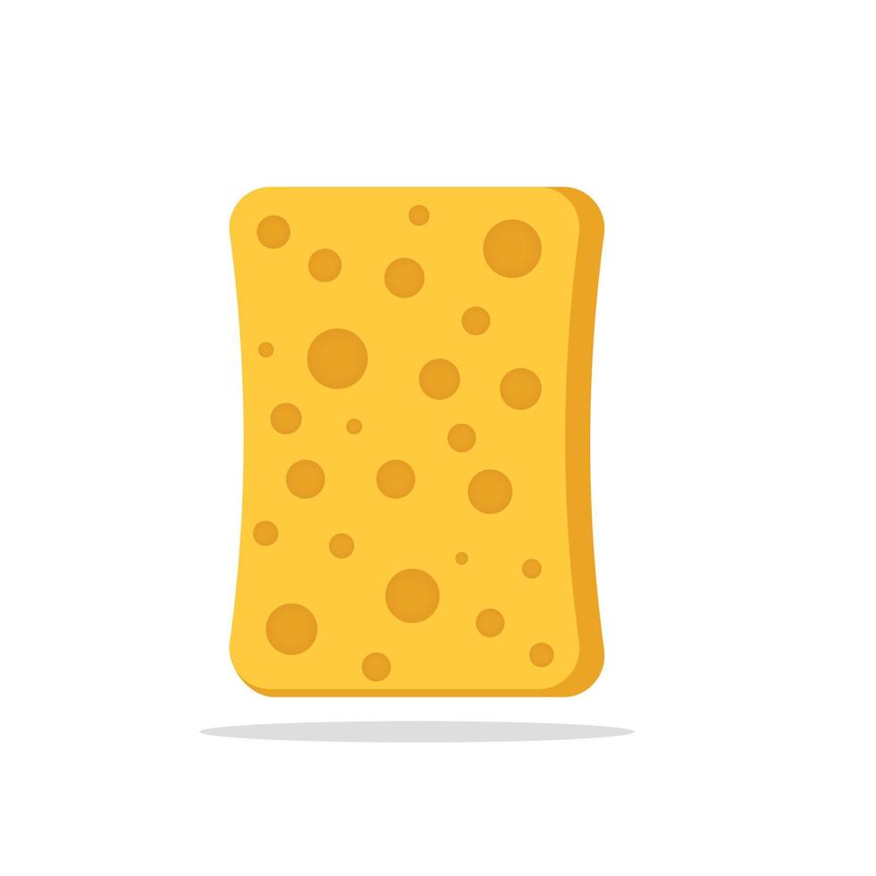 The sponge icon. Yellow sponge made of soft, porous material for washing and bathing. Vector illustration isolated on a white background for design and web in cartoon style.