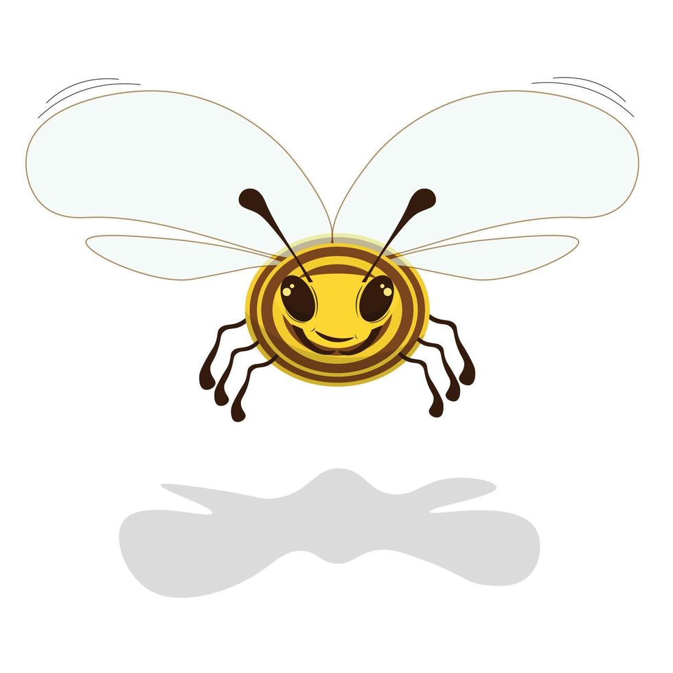 Cute bee in cartoon style. With shadows. Flat Vector illustration