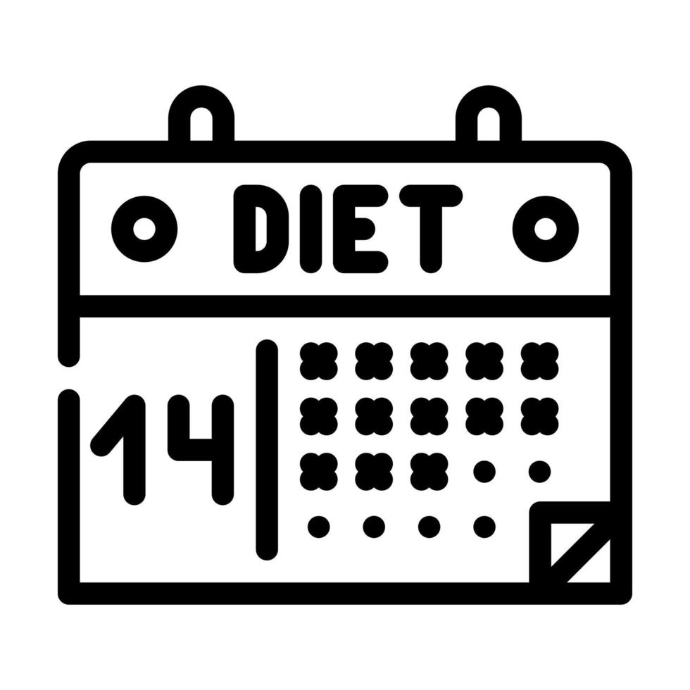 calendario dieta línea icono vector ilustración negro