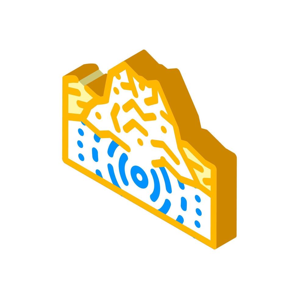 earthquake volcano isometric icon vector illustration color