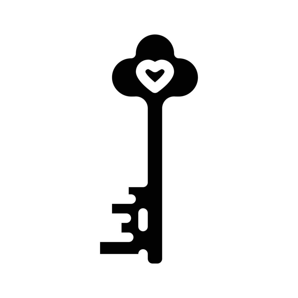 key for heart glyph icon vector illustration