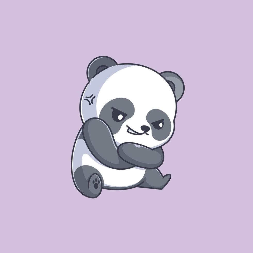 diseño de dibujos animados lindo panda enojado vector