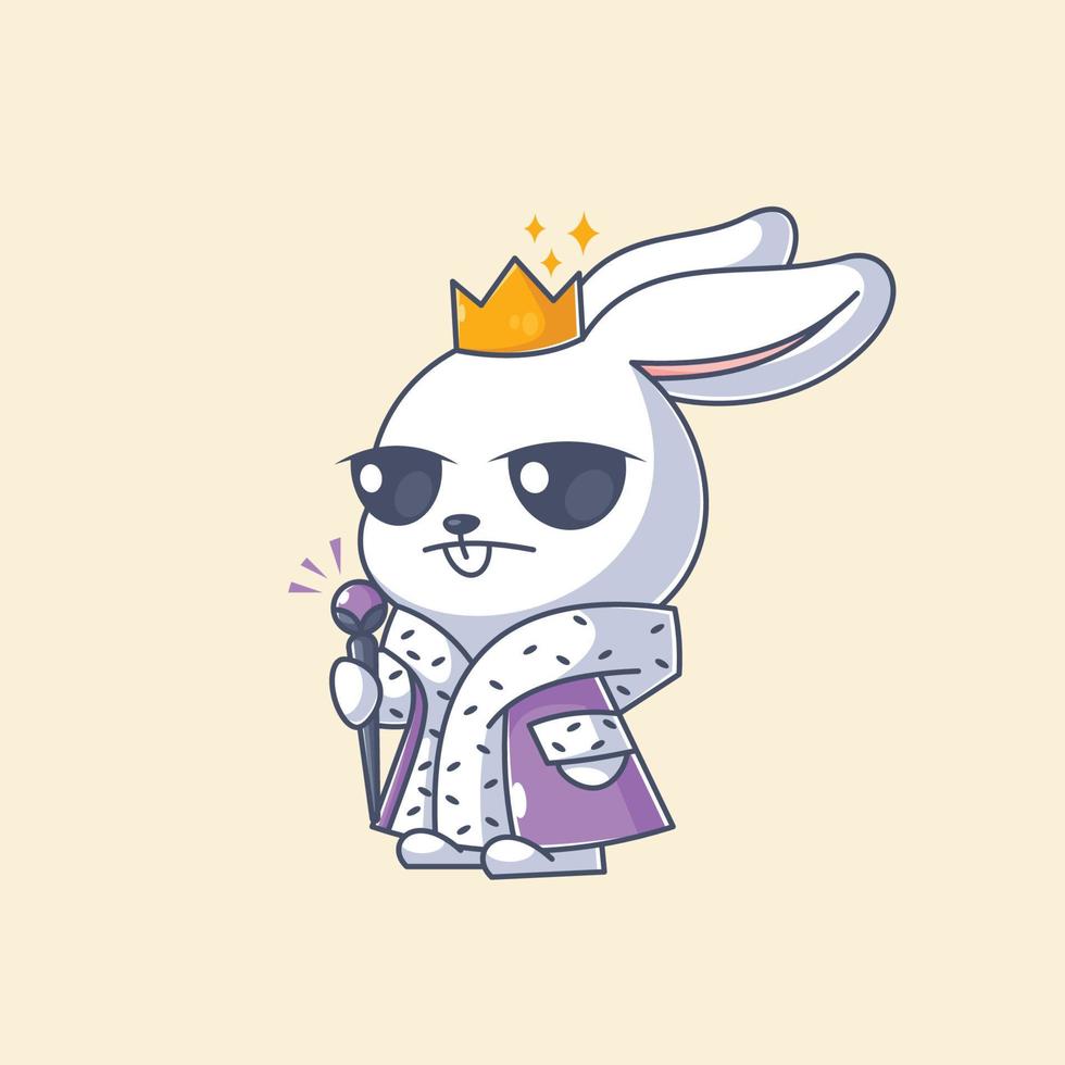 Cute bunny king wearing king clothes and crown vector