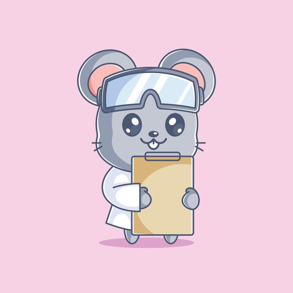 Cute mouse scientist with clipboard cartoon vector