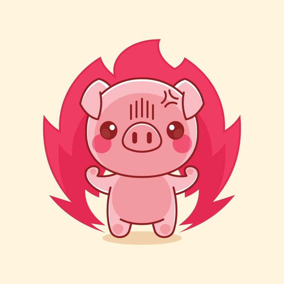 The cute pig is very angry vector
