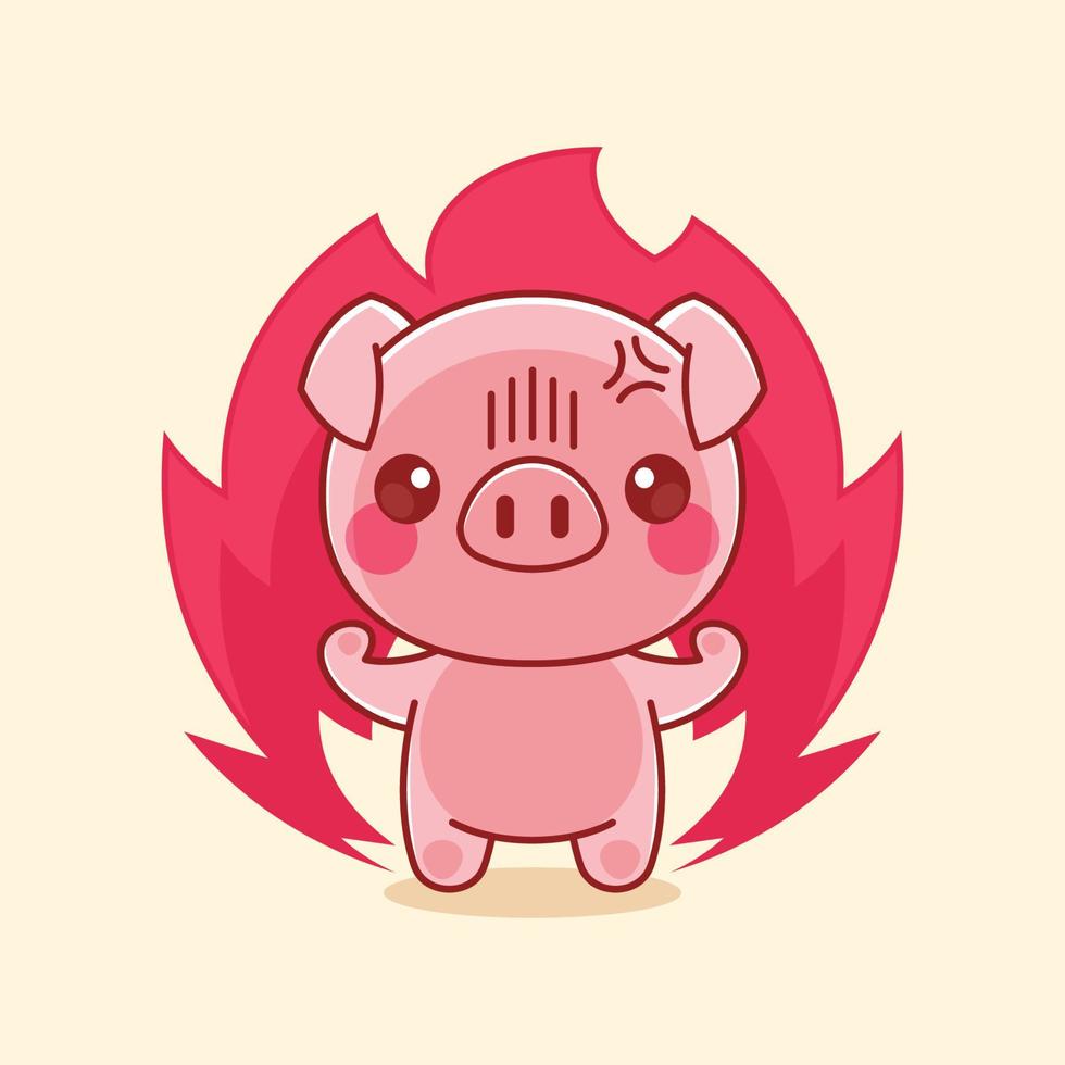 el cerdito lindo esta muy enojado vector