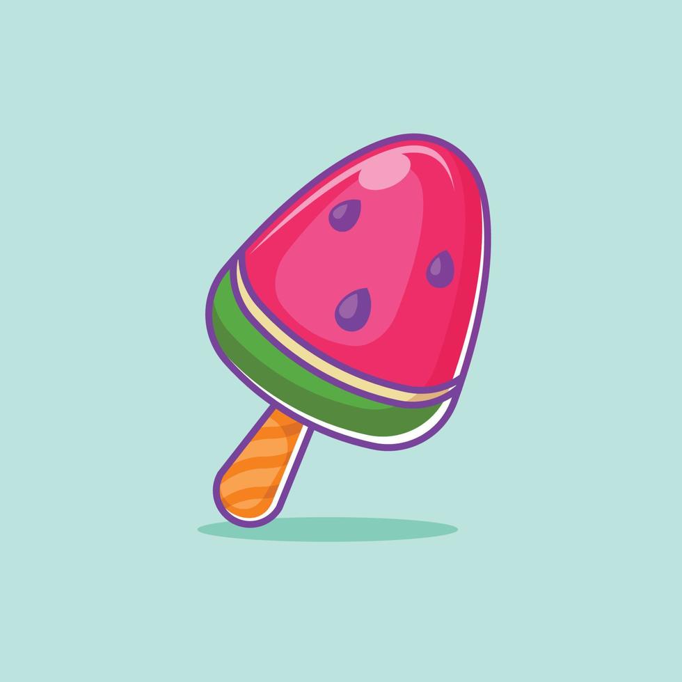 Cute watermelon ice cream cartoon vector