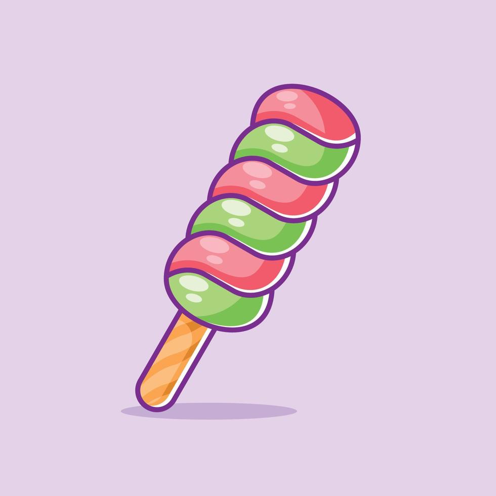 Cute cartoon red and green popsicle vector