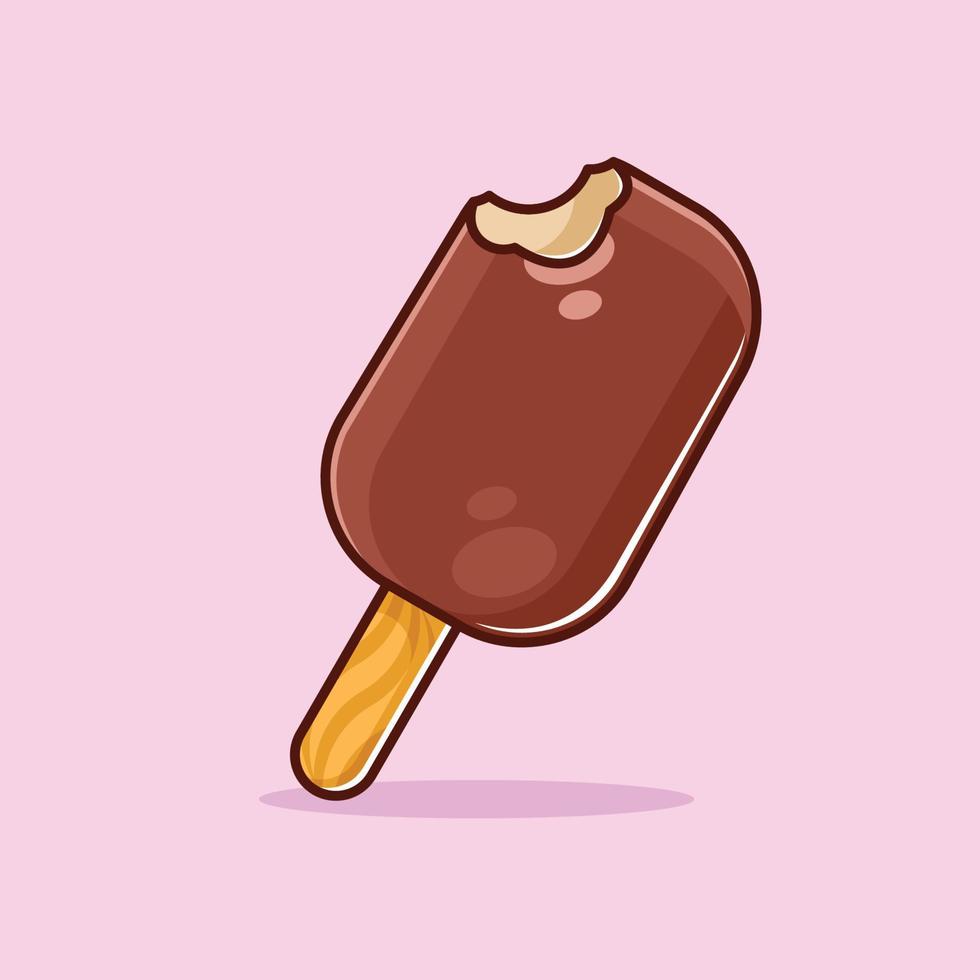 lindo, helado de chocolate, caricatura vector