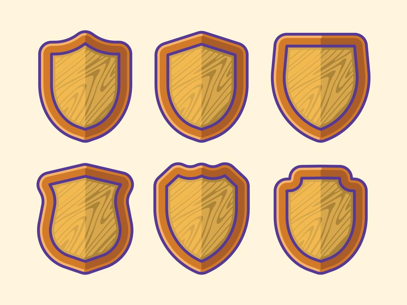 Cute set of wooden shields vector