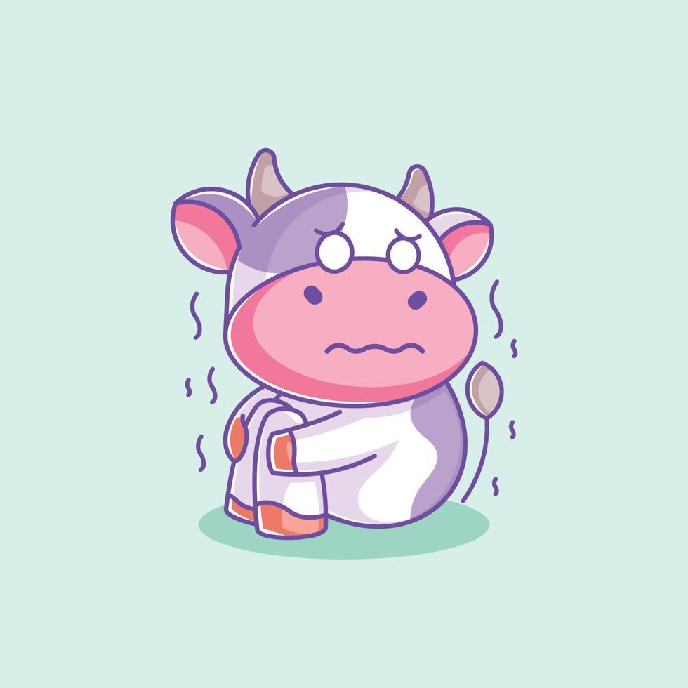 Cute cow is feeling so scared vector