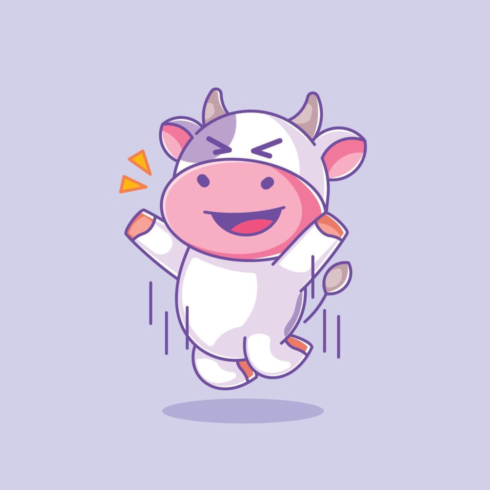 A cute cow jumps for joy vector