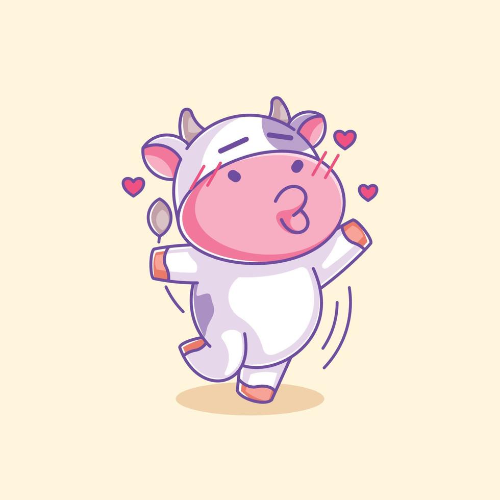 Cute cow wants to give hugs and kisses vector