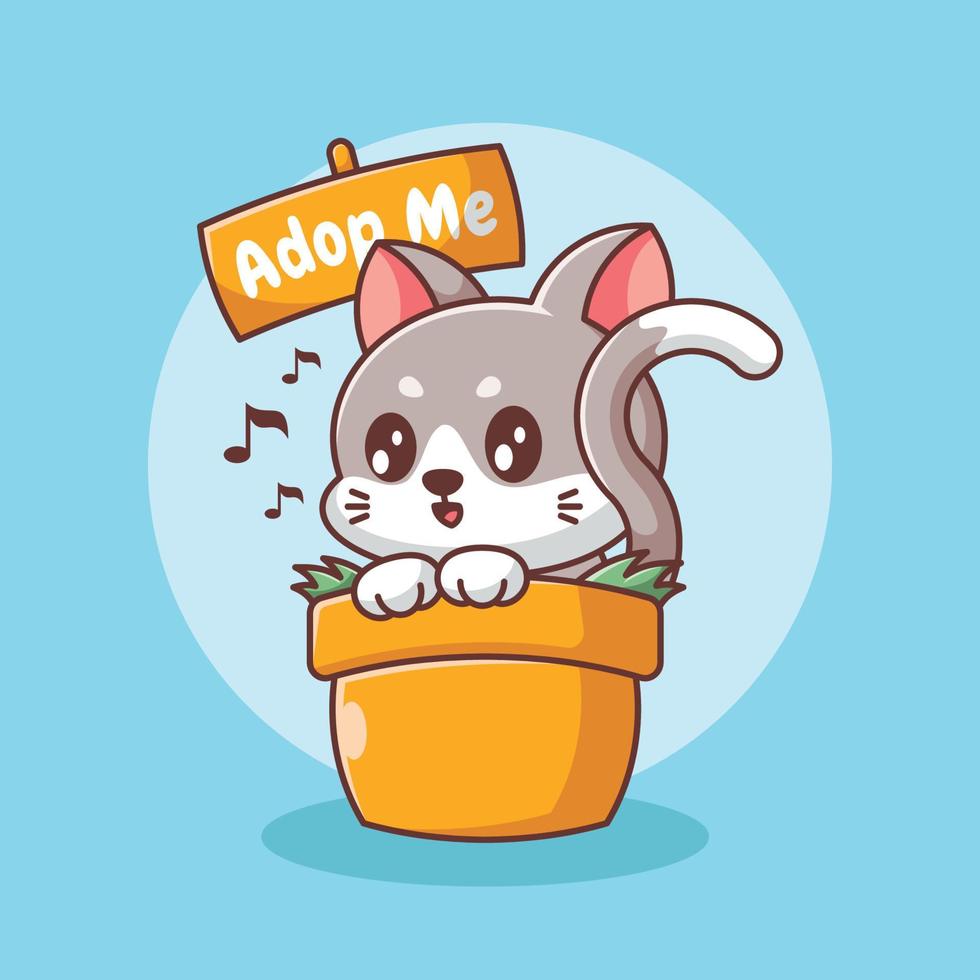 The cat is in the flowerpot vector