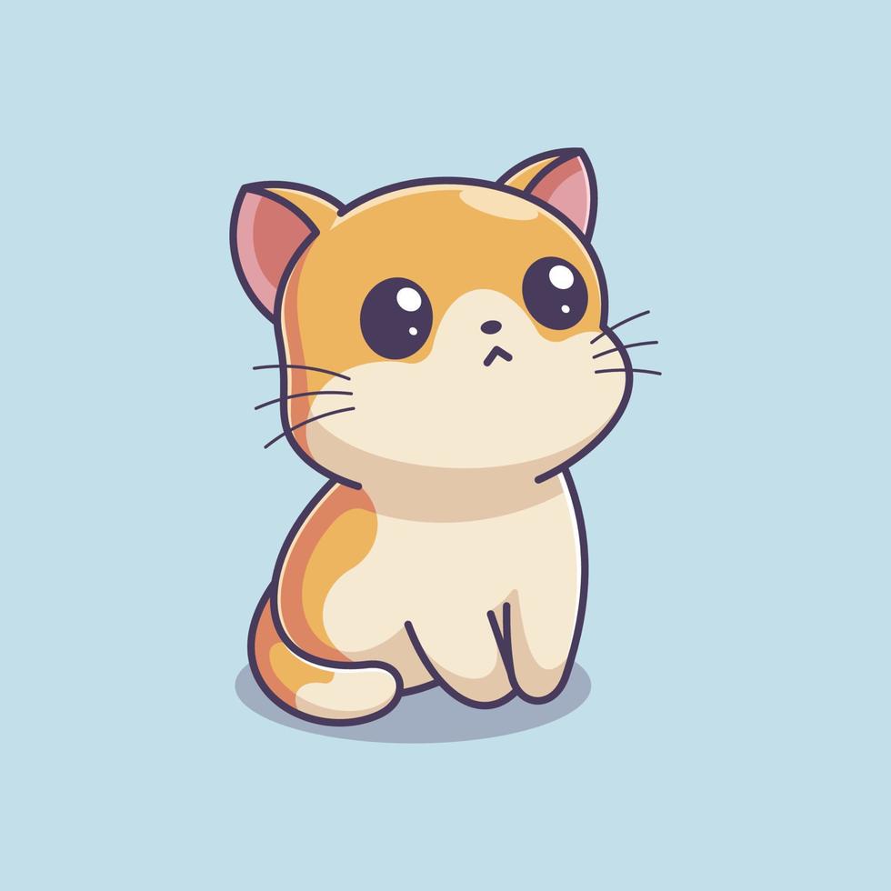 lindo gatito mirando hacia arriba de dibujos animados vector