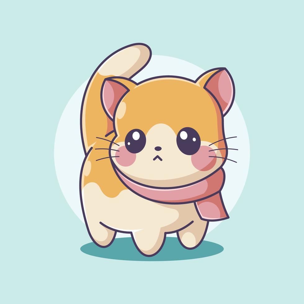 Cute kitten wearing a neck warmer vector