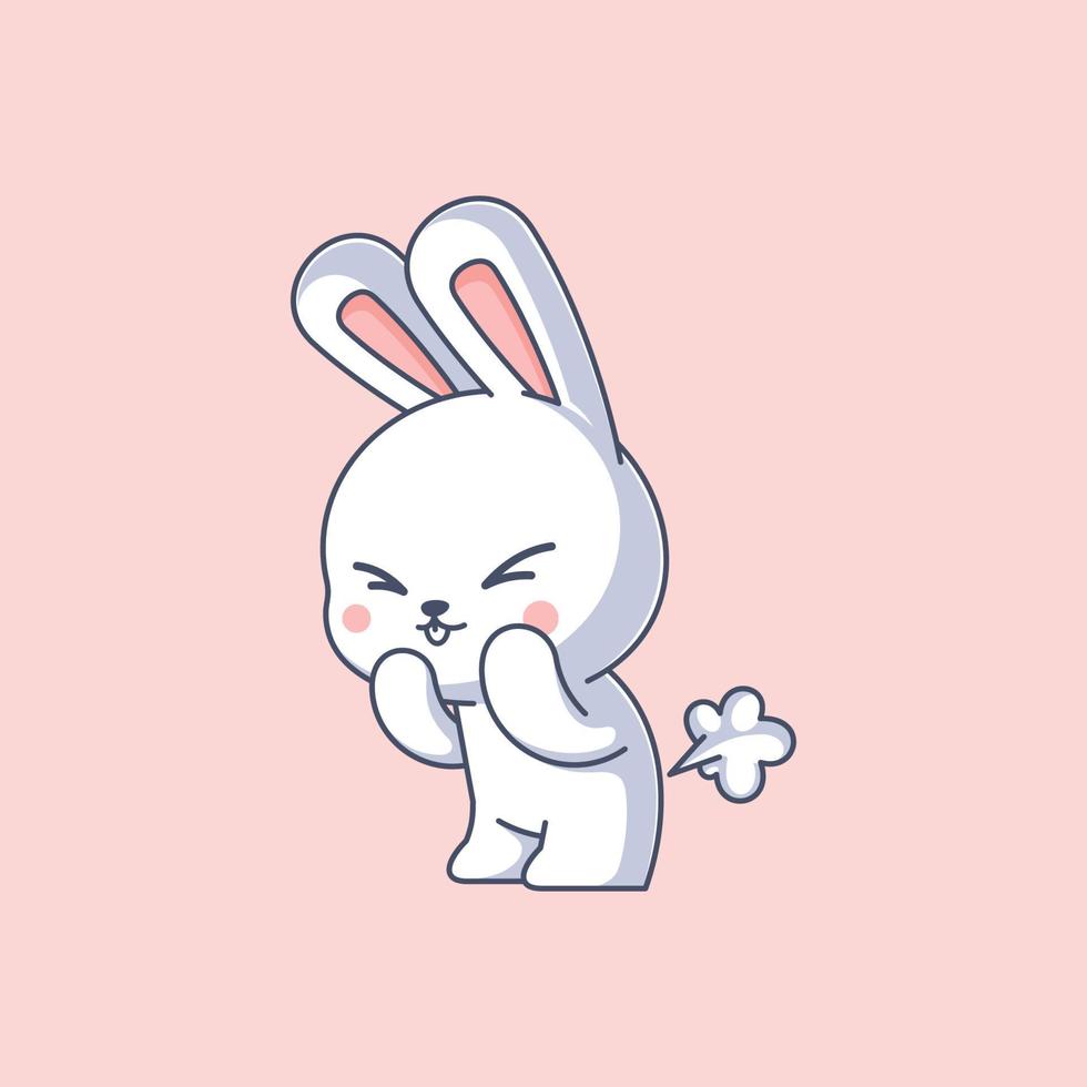 Cute bunny farting cartoon design vector