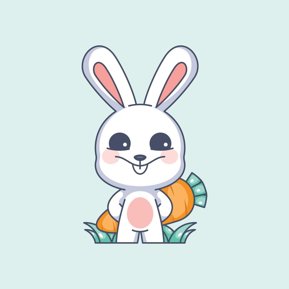 Cute bunny hiding carrots behind her body vector