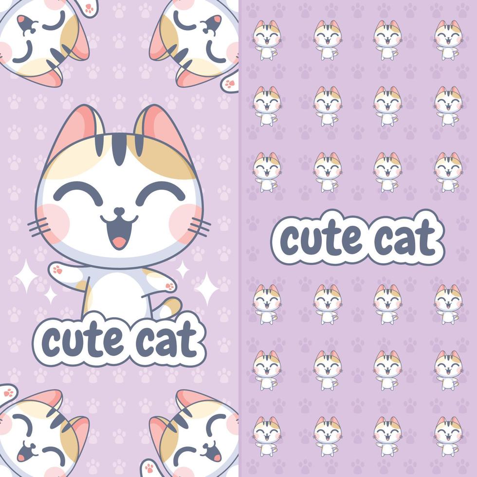 Cute cat waving his hand while laughing vector