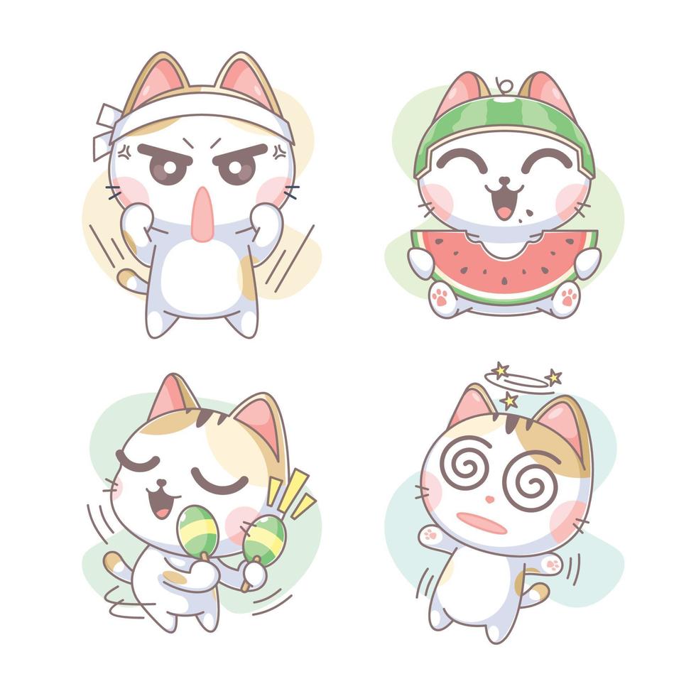 Kitten character with various emotions cartoon vector