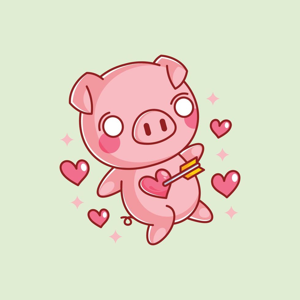 Cute pig with a love arrow vector