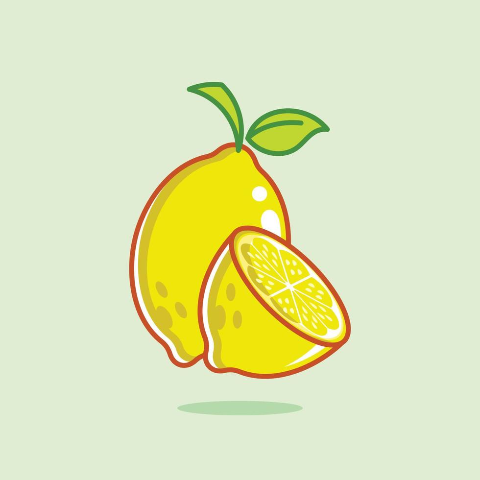 dibujos animados de rodaja de limón flotante vector
