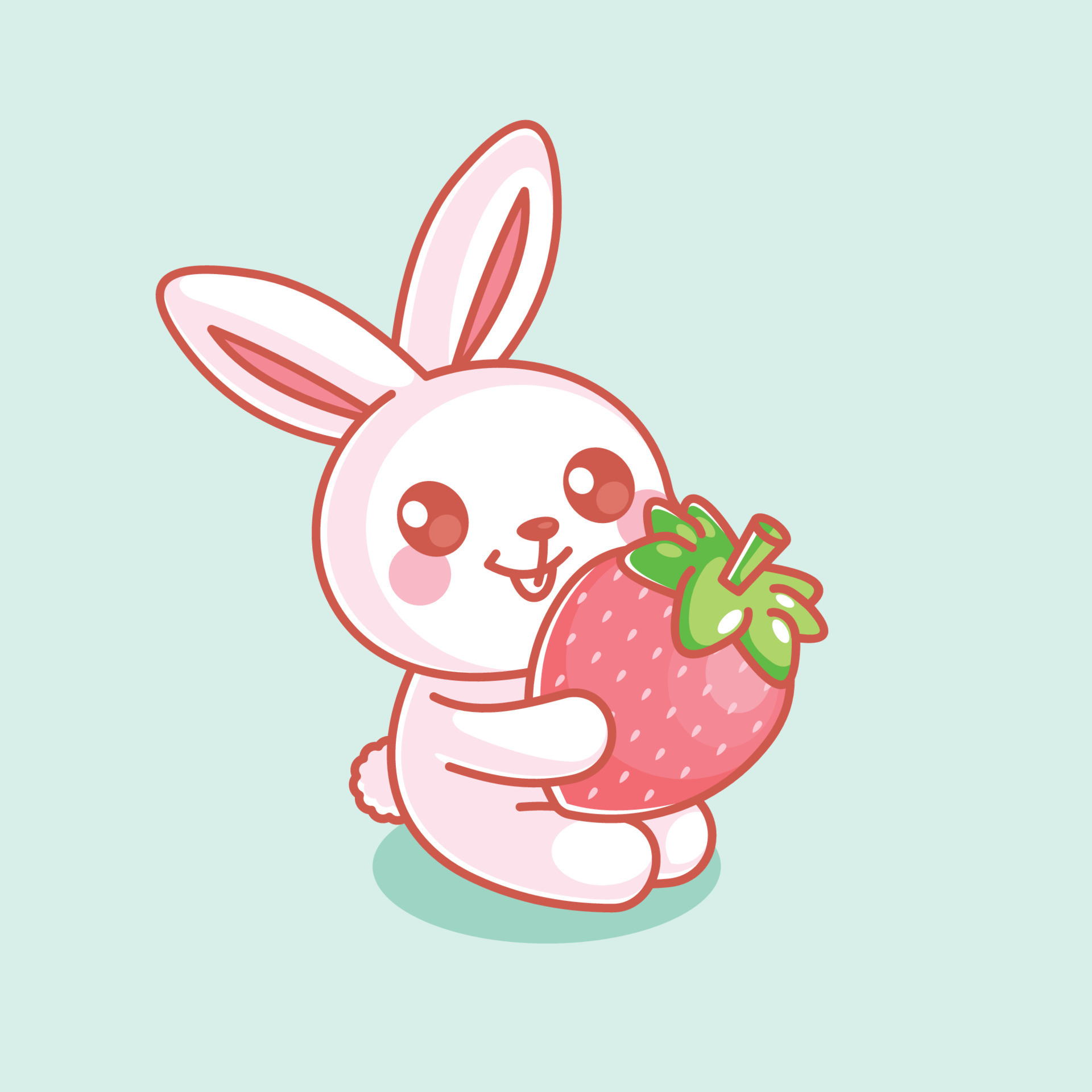 Cute bunny holding a strawberry cartoon 8244028 Vector Art at Vecteezy