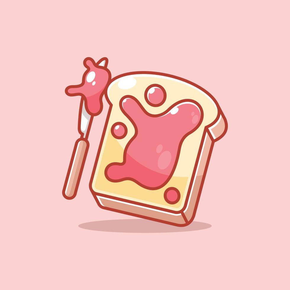 Cute white bread with strawberry jam vector