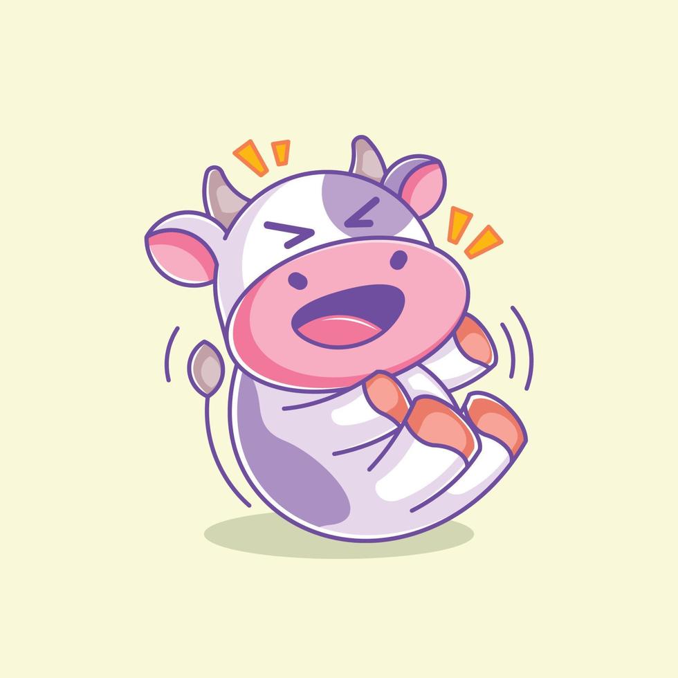 Cute cow laughing happily cartoon vector
