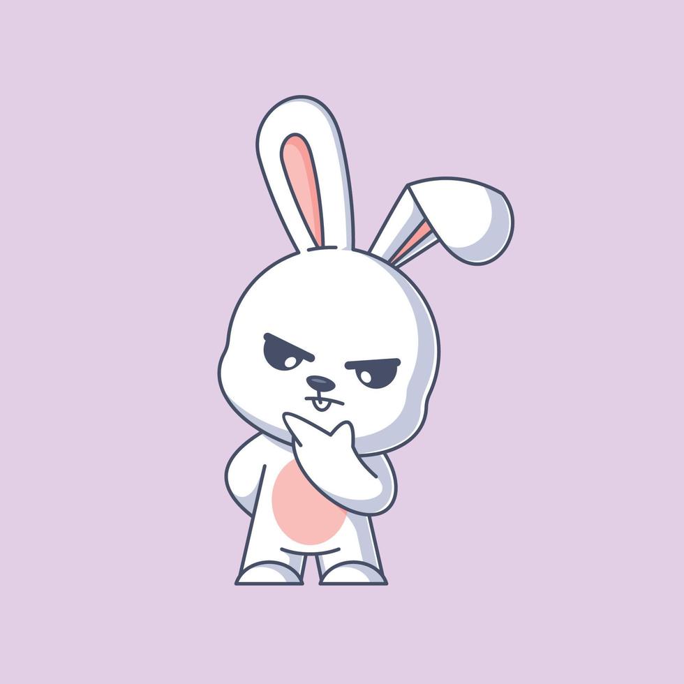 Cute bunny is thinking seriously vector