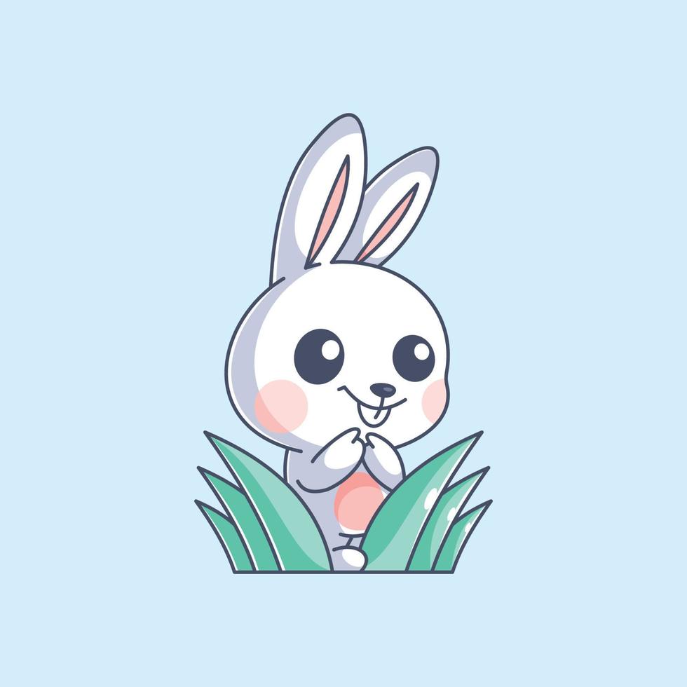 Cute bunny hiding in the grass vector