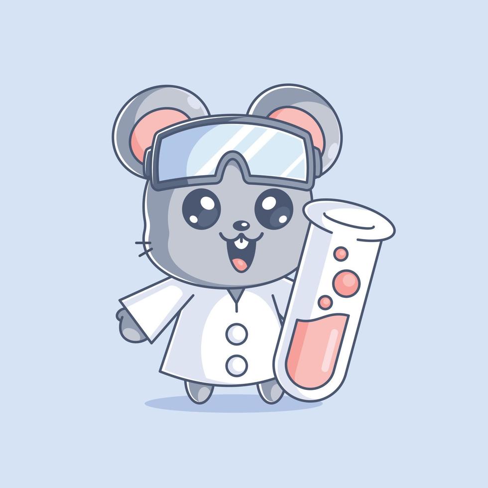 Cute mouse scientist cartoon vector