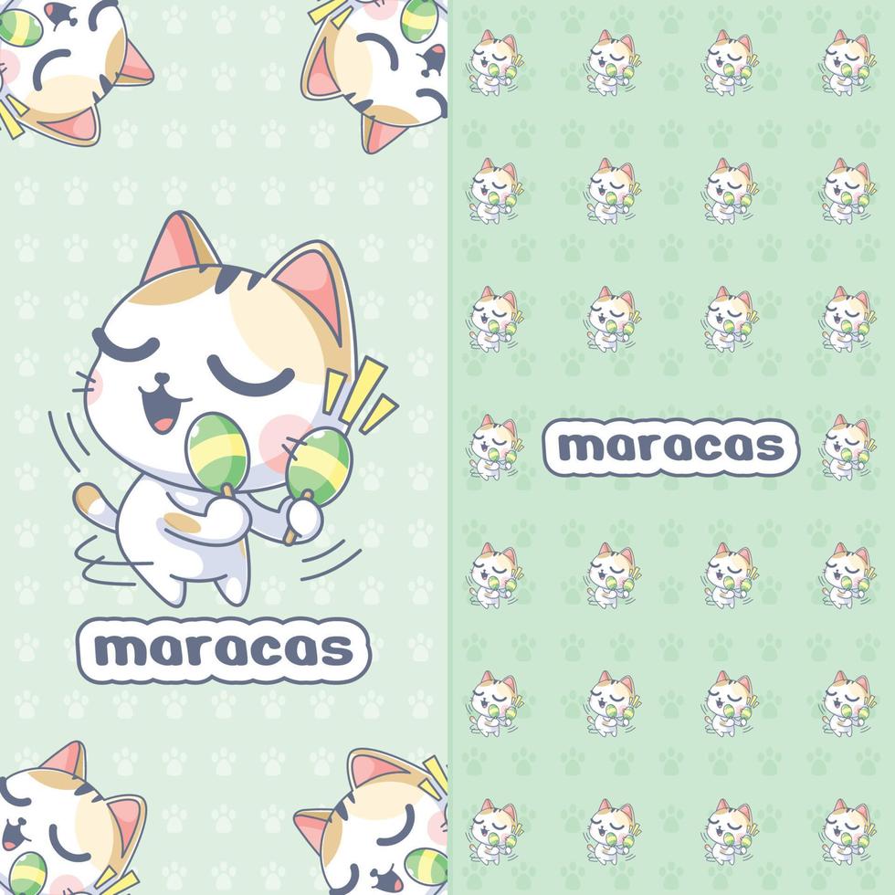 Cute cat playing maracas vector