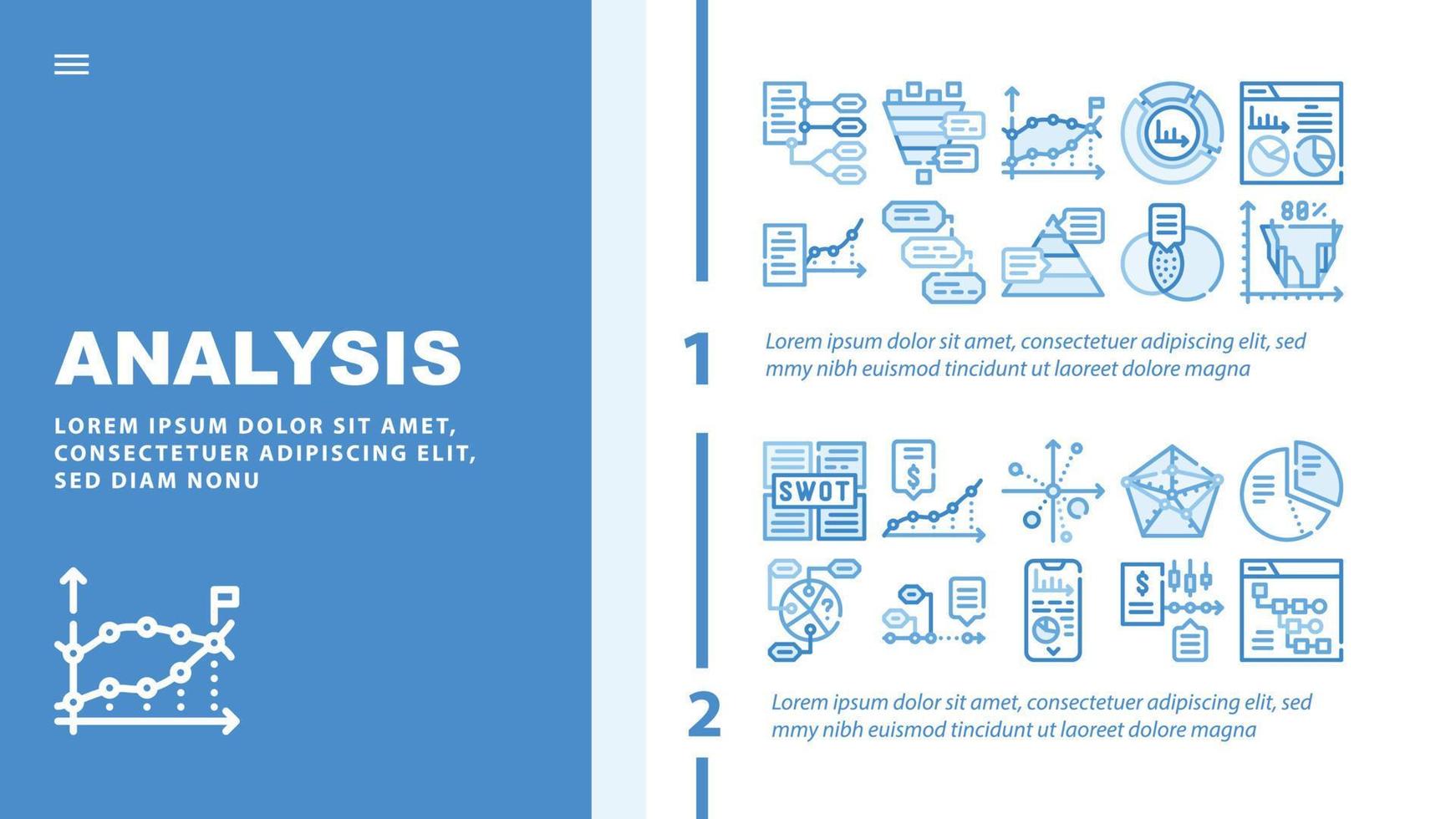 vector de encabezado de aterrizaje de diagrama de análisis de datos