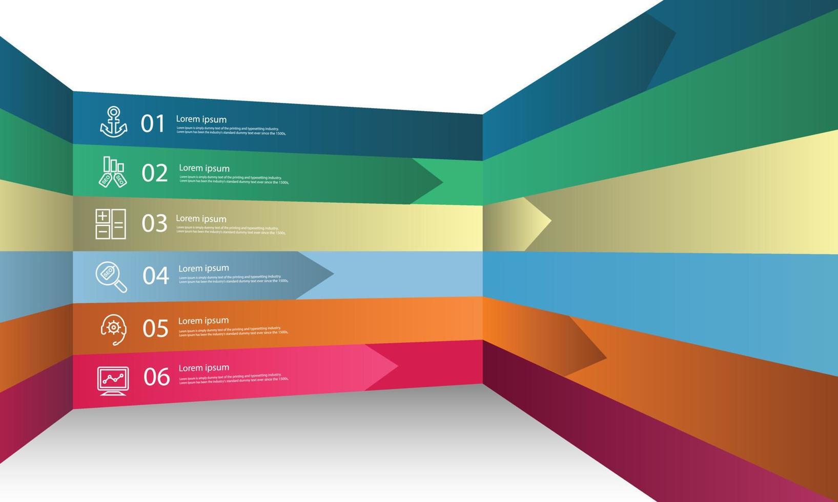 paso de concepto de proceso de plantilla de vector de datos de forma de rectángulo infográfico para educación de estrategia e información