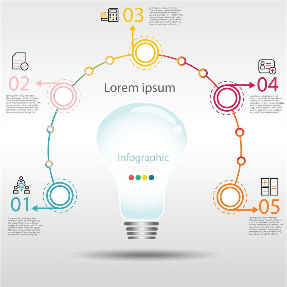 paso de concepto de proceso de plantilla de vector de datos de forma de idea de infografía para educación de estrategia e información