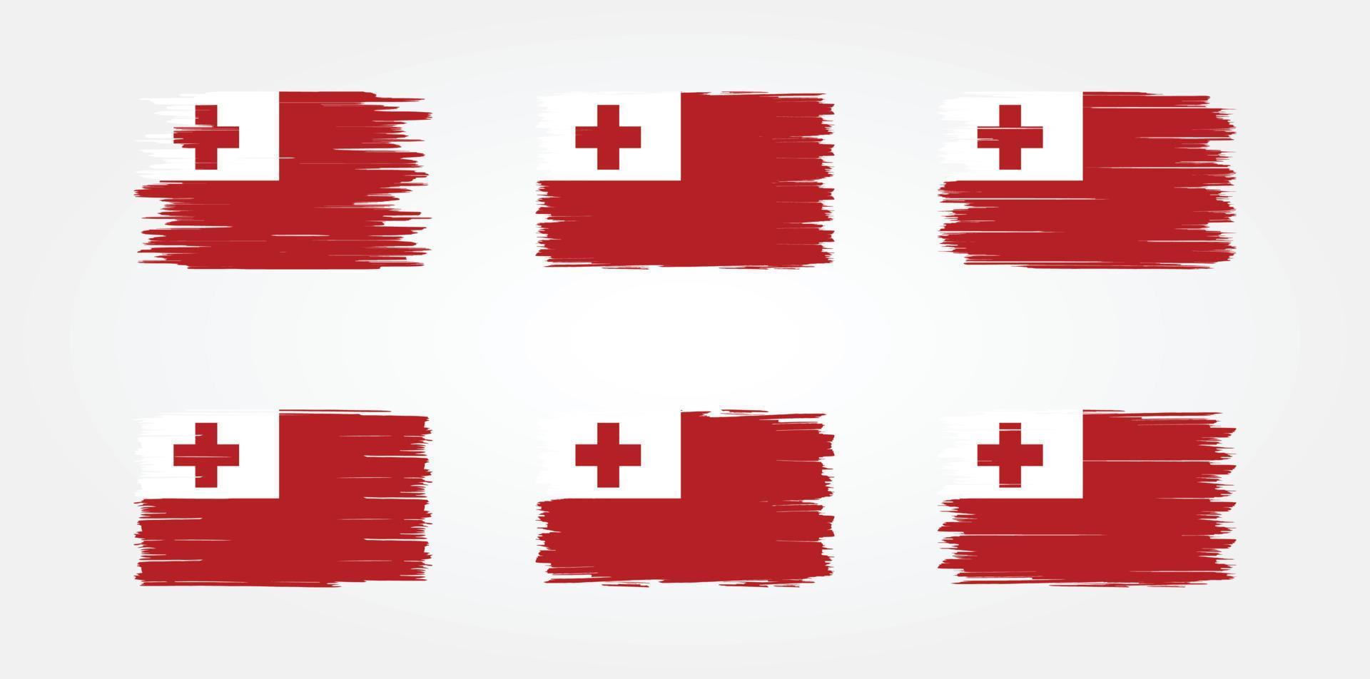 Tonga Flag Brush Collection. National Flag vector