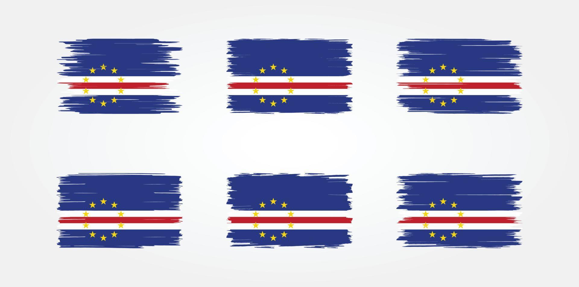 colección de pinceles de bandera de cabo verde. bandera nacional vector