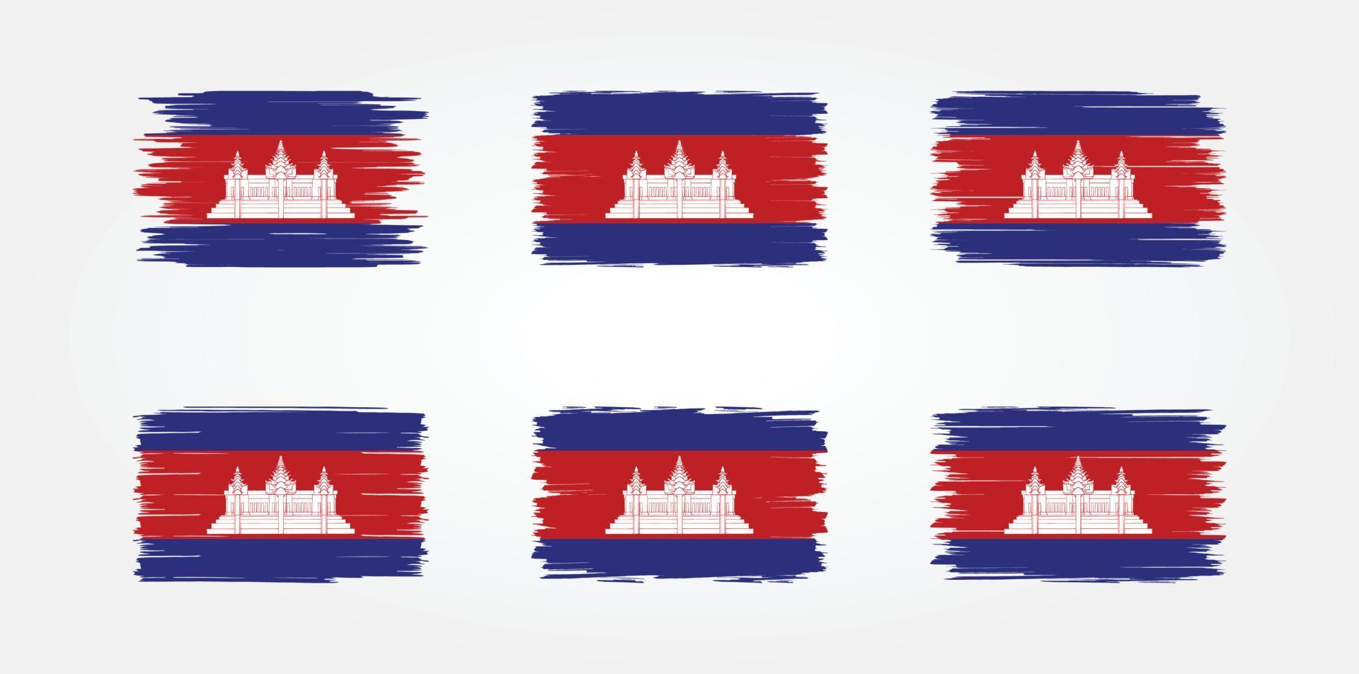 Cambodia Flag Brush Collection. National Flag vector