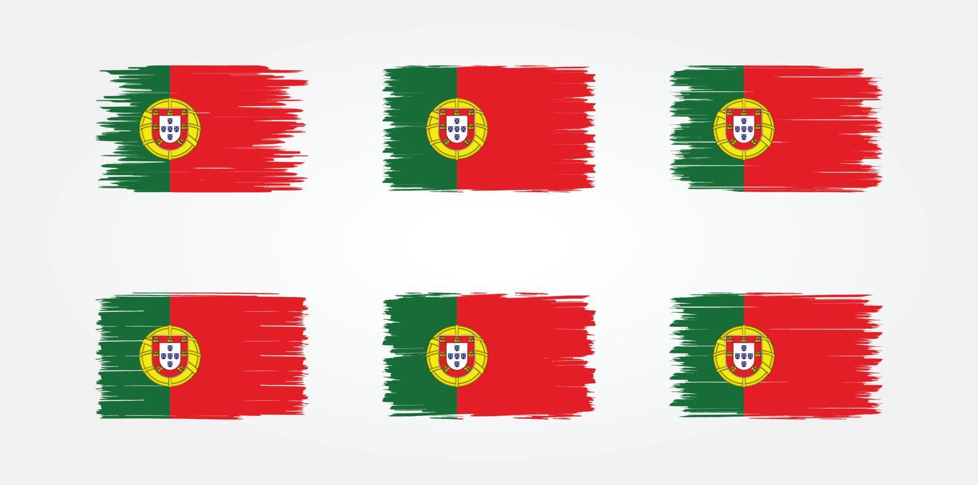 colección de pinceles de bandera portuguesa. bandera nacional vector