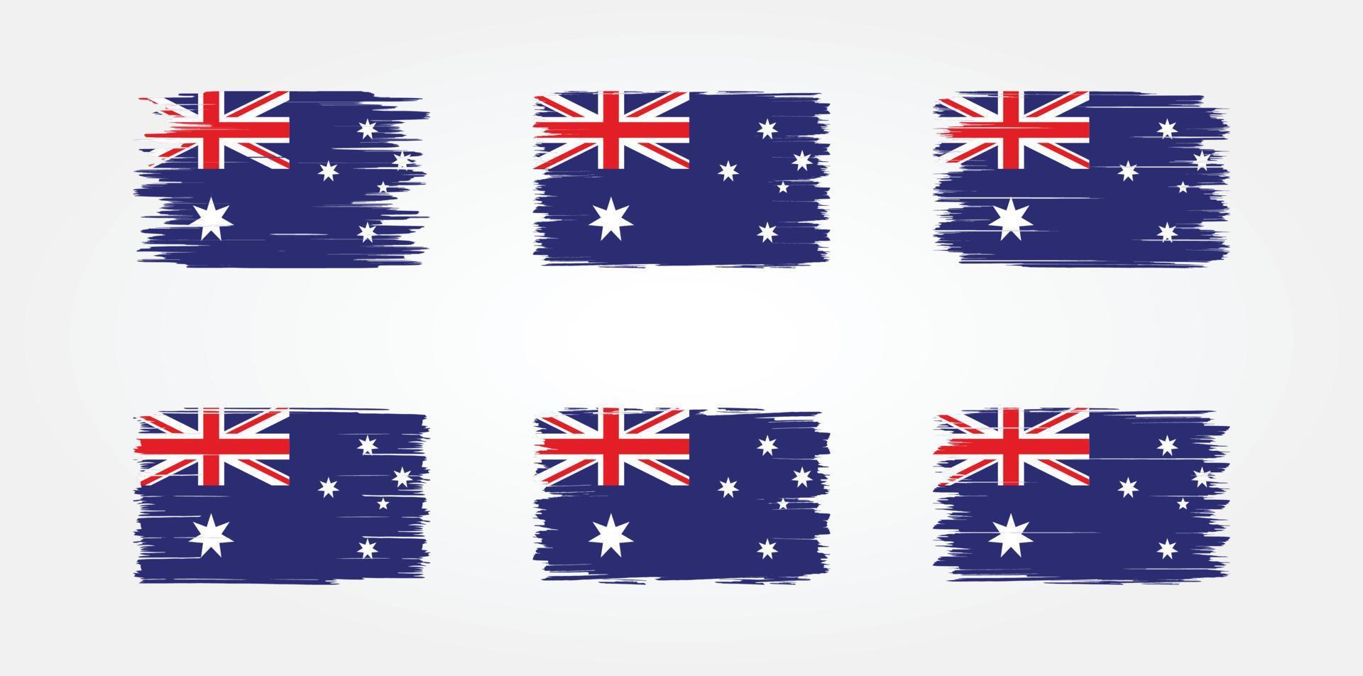 colección de pinceles de bandera de australia. bandera nacional vector