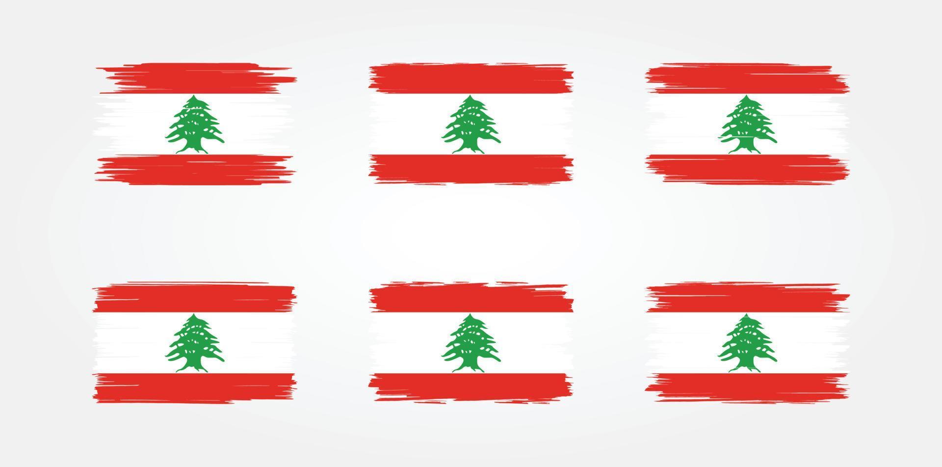 Lebanon Flag Brush Collection. National Flag vector