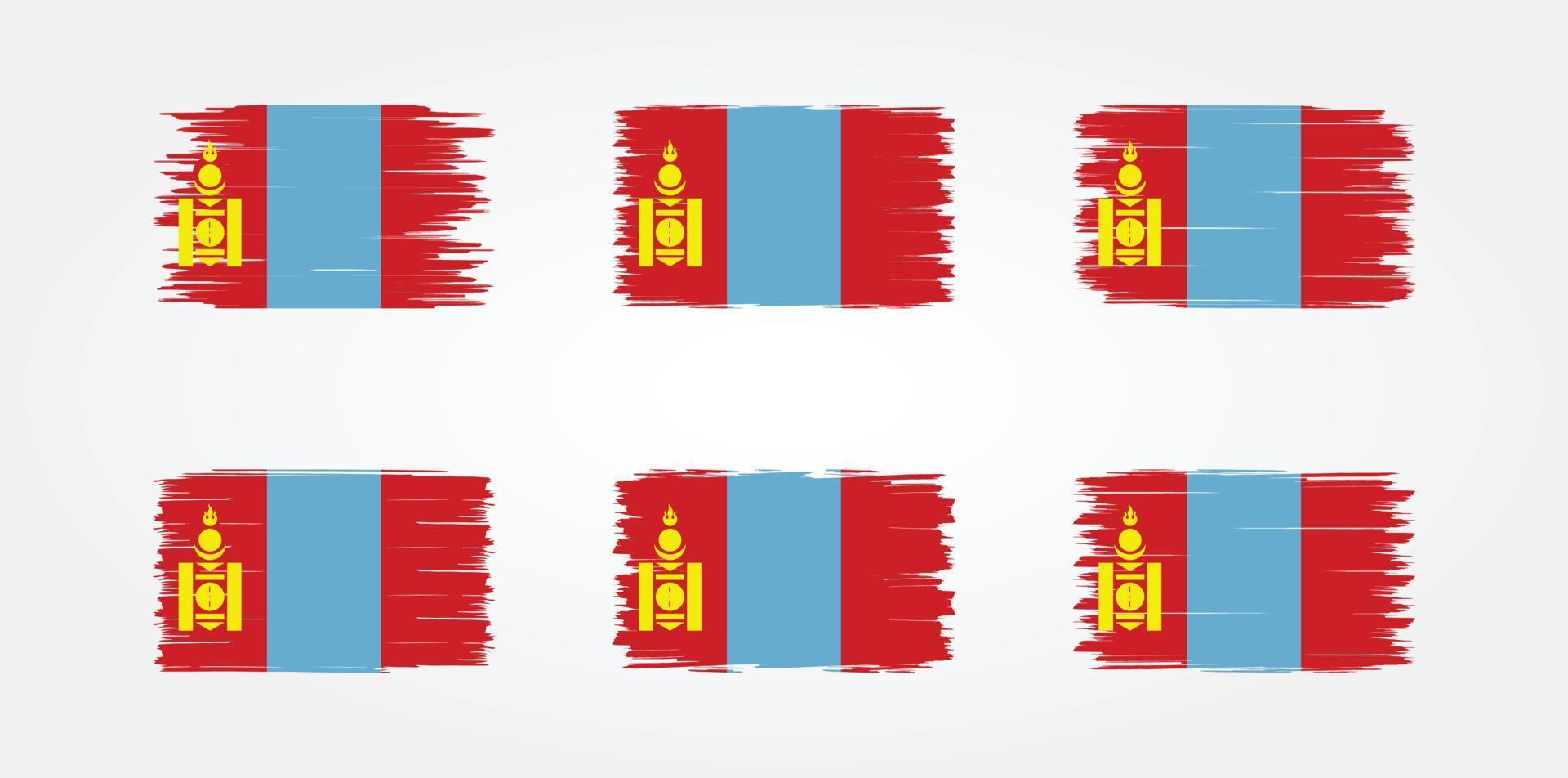 colección de pinceles de bandera de mongolia. bandera nacional vector