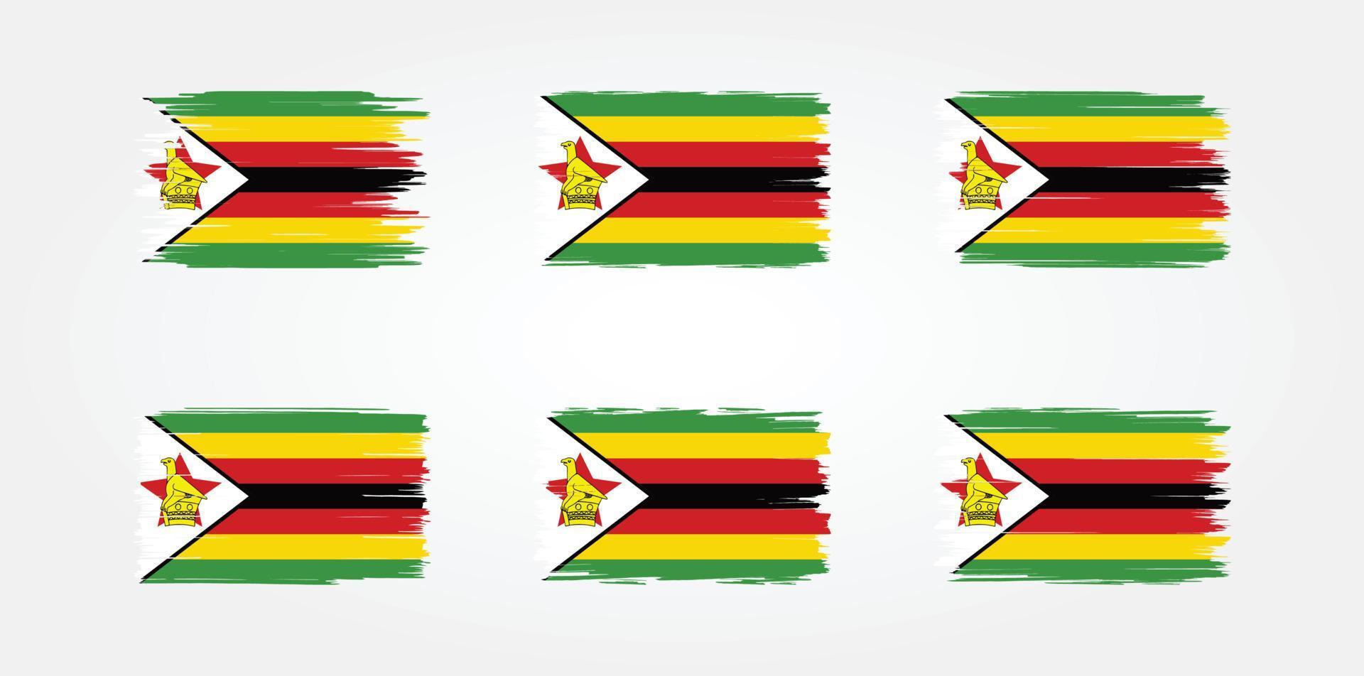 Zimbabwe Flag Brush Collection. National Flag vector