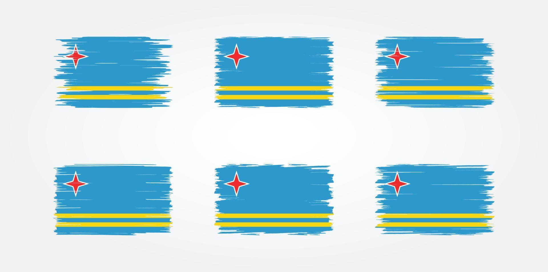 colección de pinceles de bandera de aruba. bandera nacional vector
