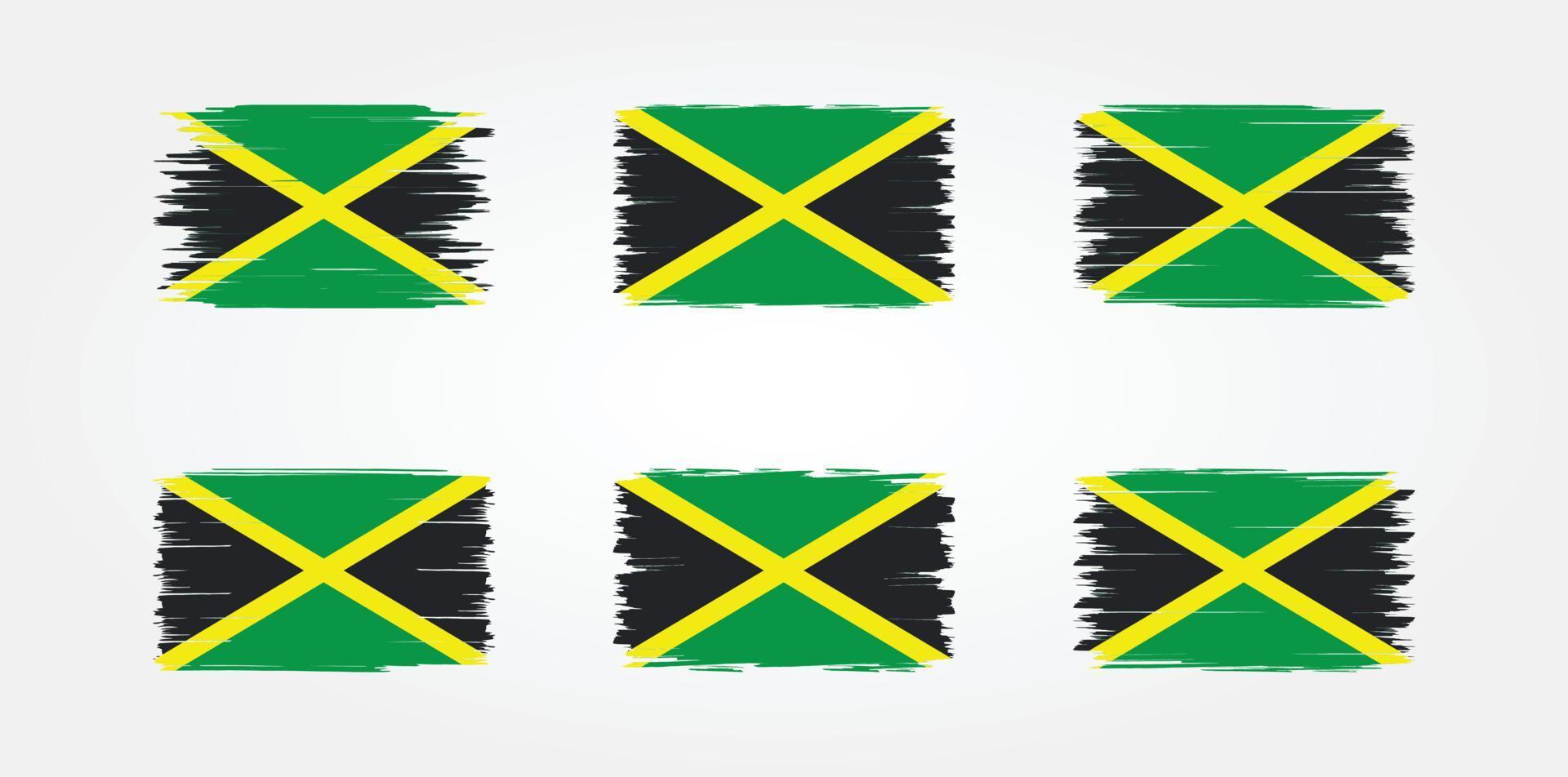 colección de pinceles de bandera jamaica. bandera nacional vector