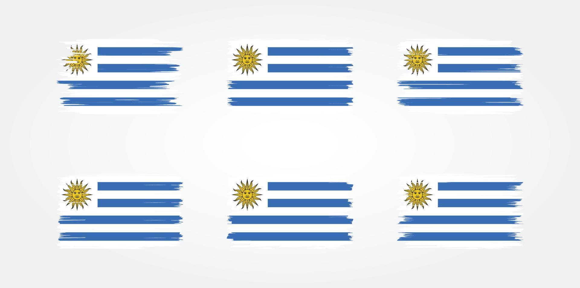 colección de pinceles de bandera de uruguay. bandera nacional vector