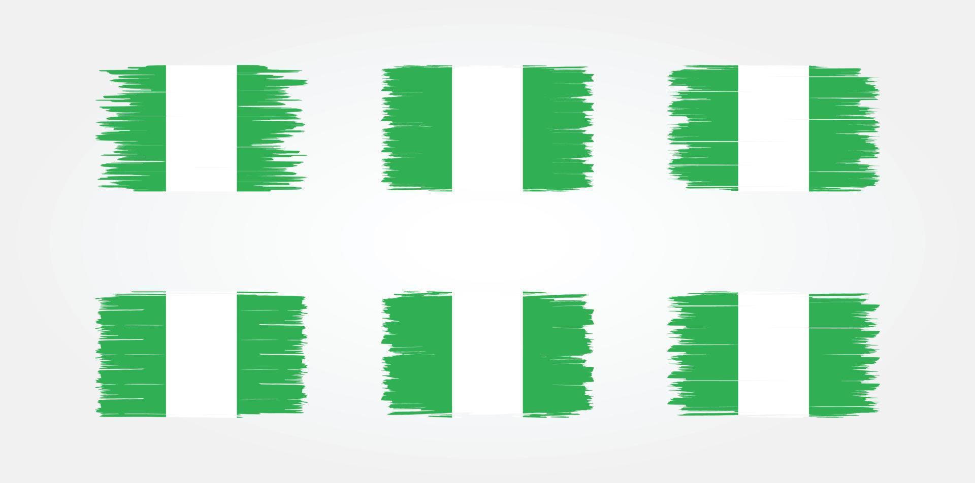 colección de pinceles de bandera de nigeria. bandera nacional vector