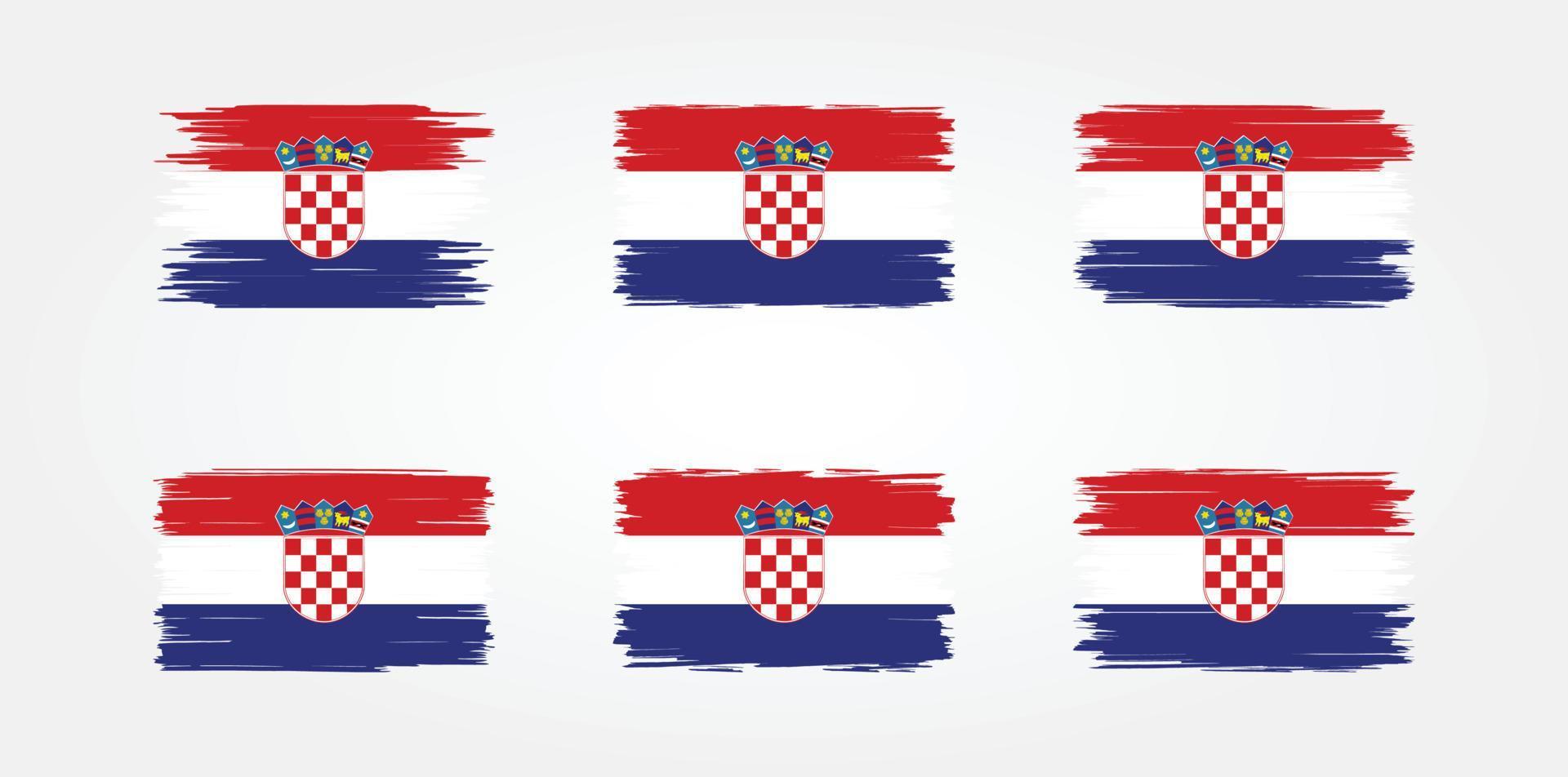 colección de pinceles de bandera de croacia. bandera nacional vector