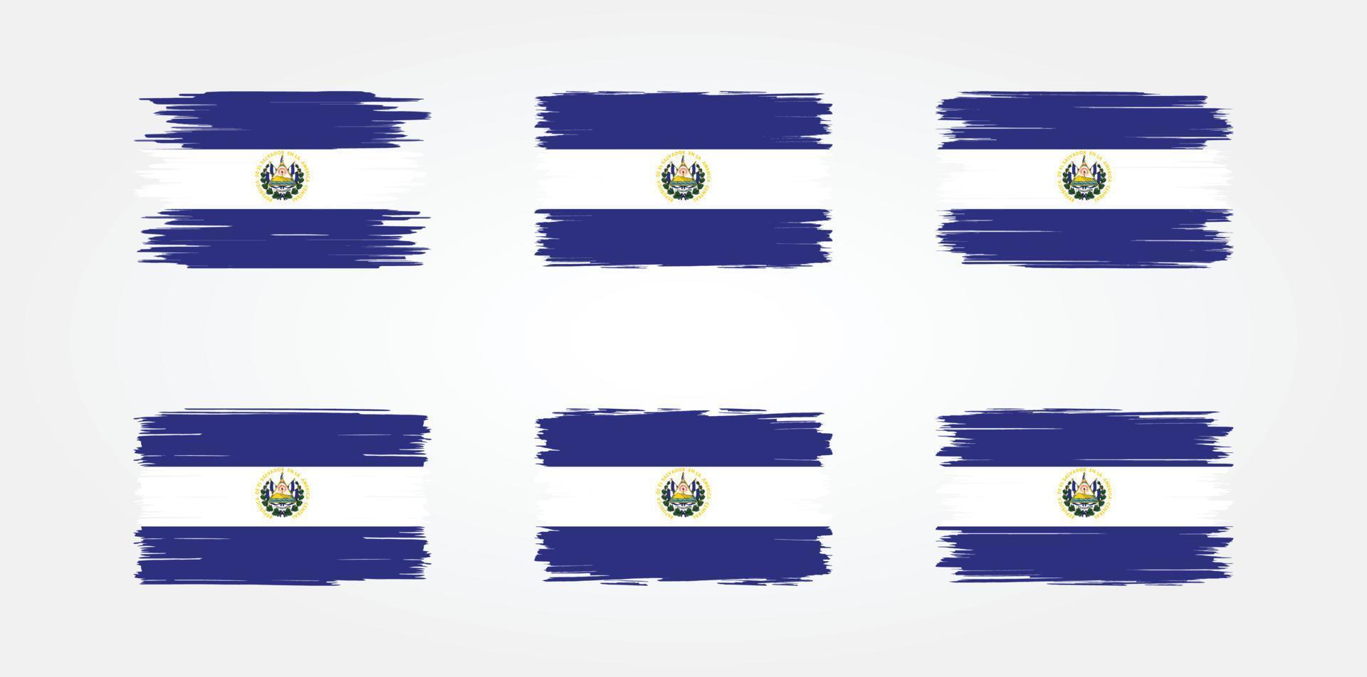 El Salvador Flag Brush Collection. National Flag vector